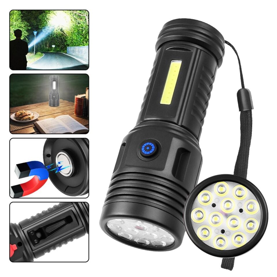 Powermaster PM-26722 4+2 Modlu Şarjlı 12 Ledli El Feneri