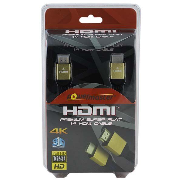 Powermaster 3D 4K Uyumlu 1.4V Gold Yassı Örgülü HDMI Kablo