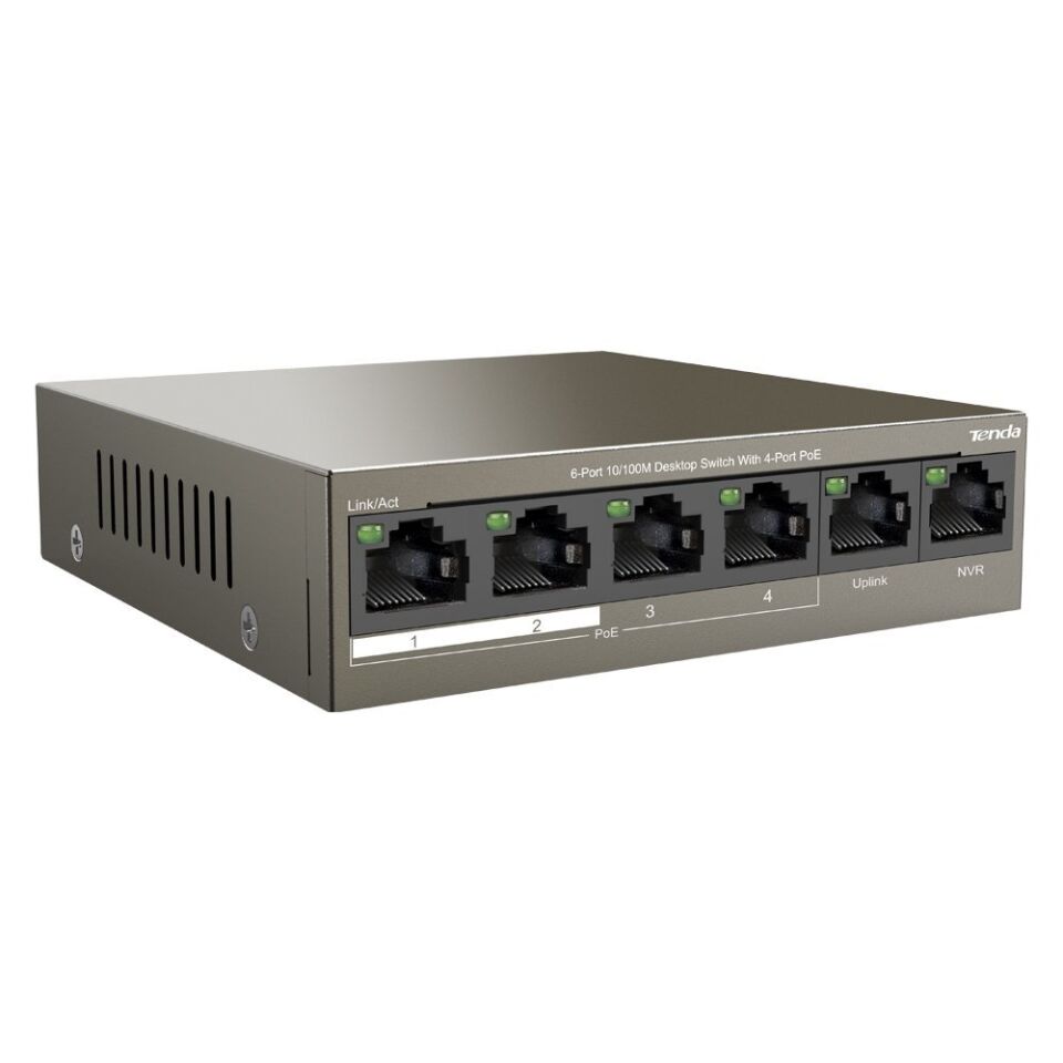 Tenda TEF1106P 2 x Uplink + 4 Port Poe Ethernet Switch