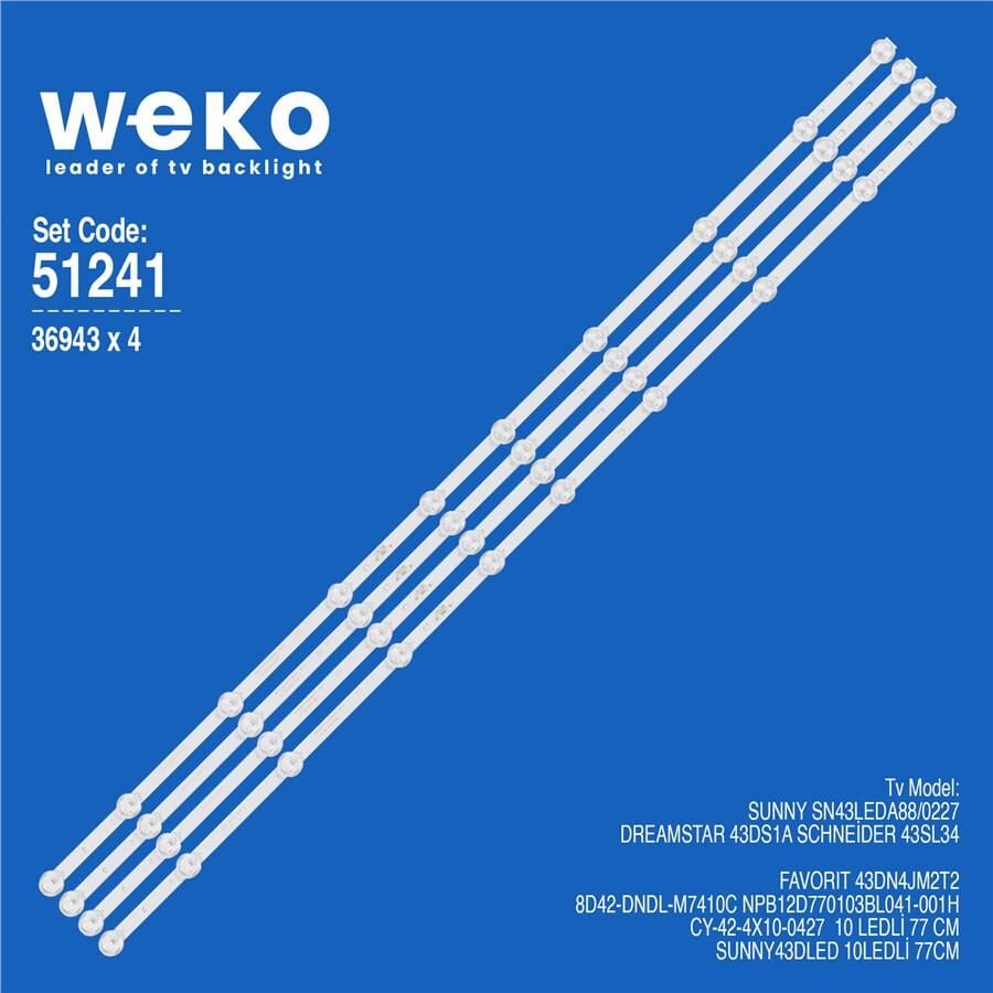 Wkset-6241 36943X4 8D42-Dndl-M7410C Npb12d770103bl041-001H Cy-42-4X10-0427 4 Adet Led Bar
