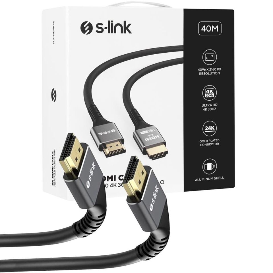 S-Link SLX-HD4K40 V2.0 4K 30Hz 19+1 Metal 40Metre HDMI Kablo