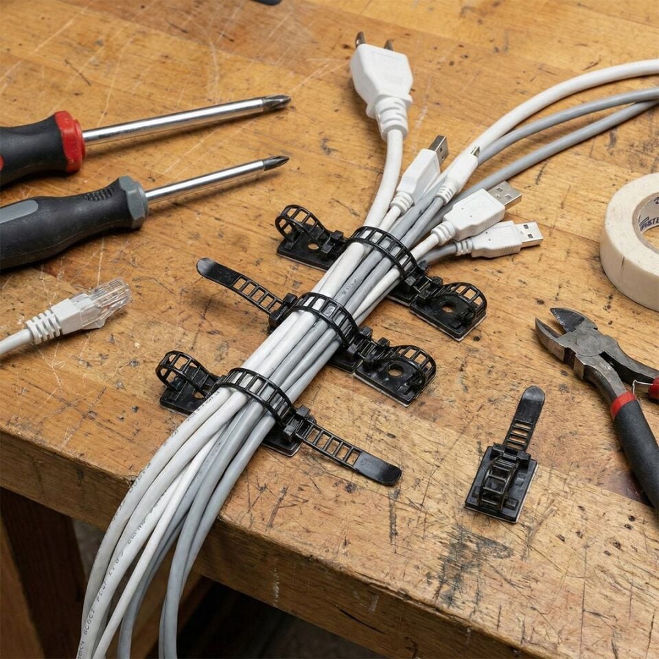 PowerMaster PM-29060 Yapışkanlı Ayarlanabilir Kablo Tutucu