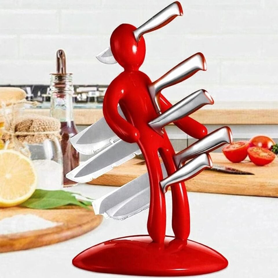 Sunup SN-29169 Kırmızı Çok Amaçlı Mutfak Tezgah Üstü Bıçak Tutucu Stand