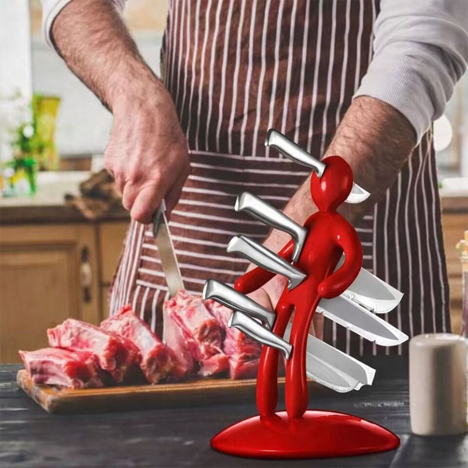 Sunup SN-29169 Kırmızı Çok Amaçlı Mutfak Tezgah Üstü Bıçak Tutucu Stand