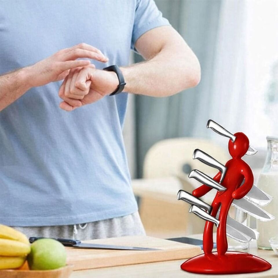 Sunup SN-29169 Kırmızı Çok Amaçlı Mutfak Tezgah Üstü Bıçak Tutucu Stand