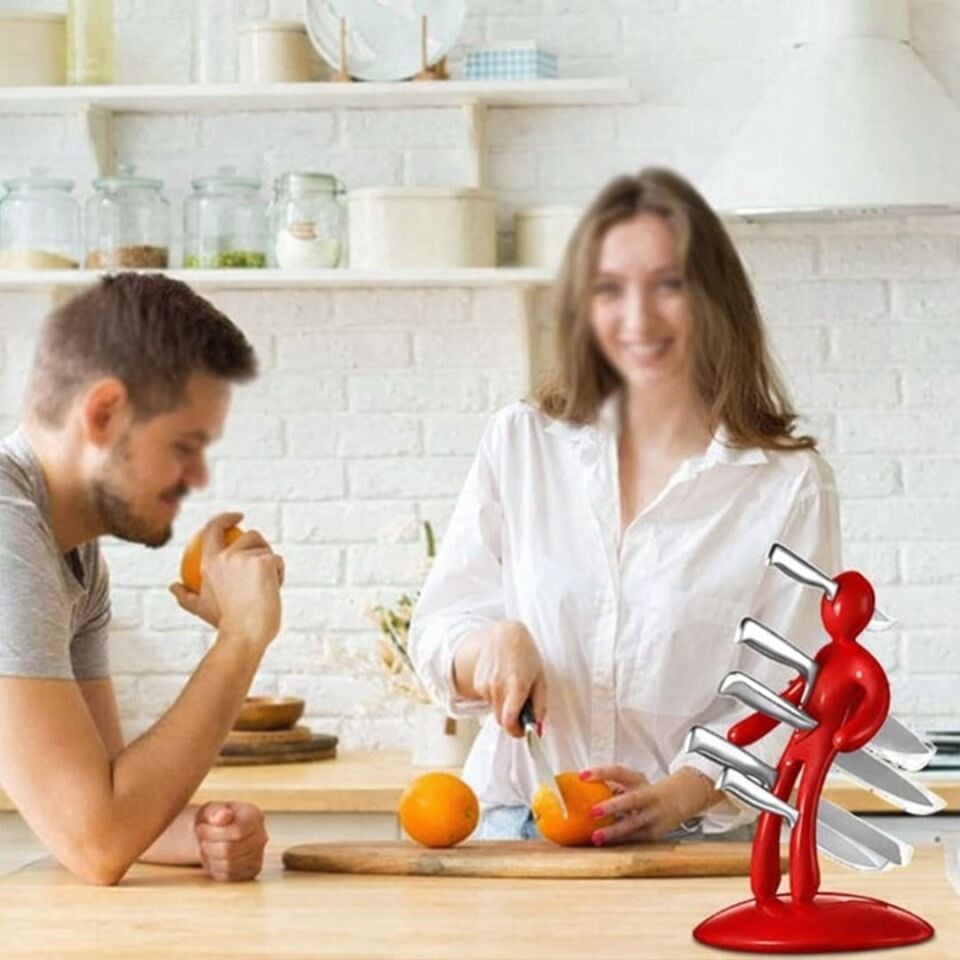 Sunup SN-29169 Kırmızı Çok Amaçlı Mutfak Tezgah Üstü Bıçak Tutucu Stand
