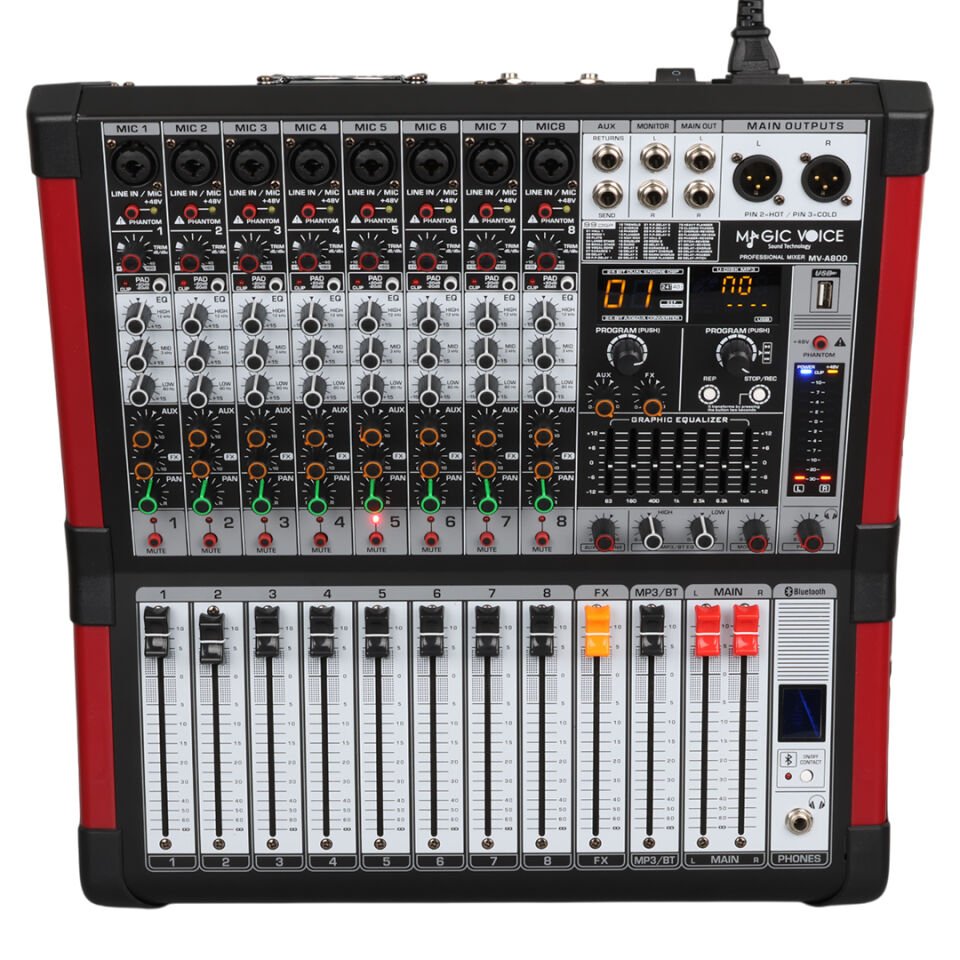 Magicvoice MV-A800 8 Kanal USB/Bluetooth Destekli Power Mixer Anfi