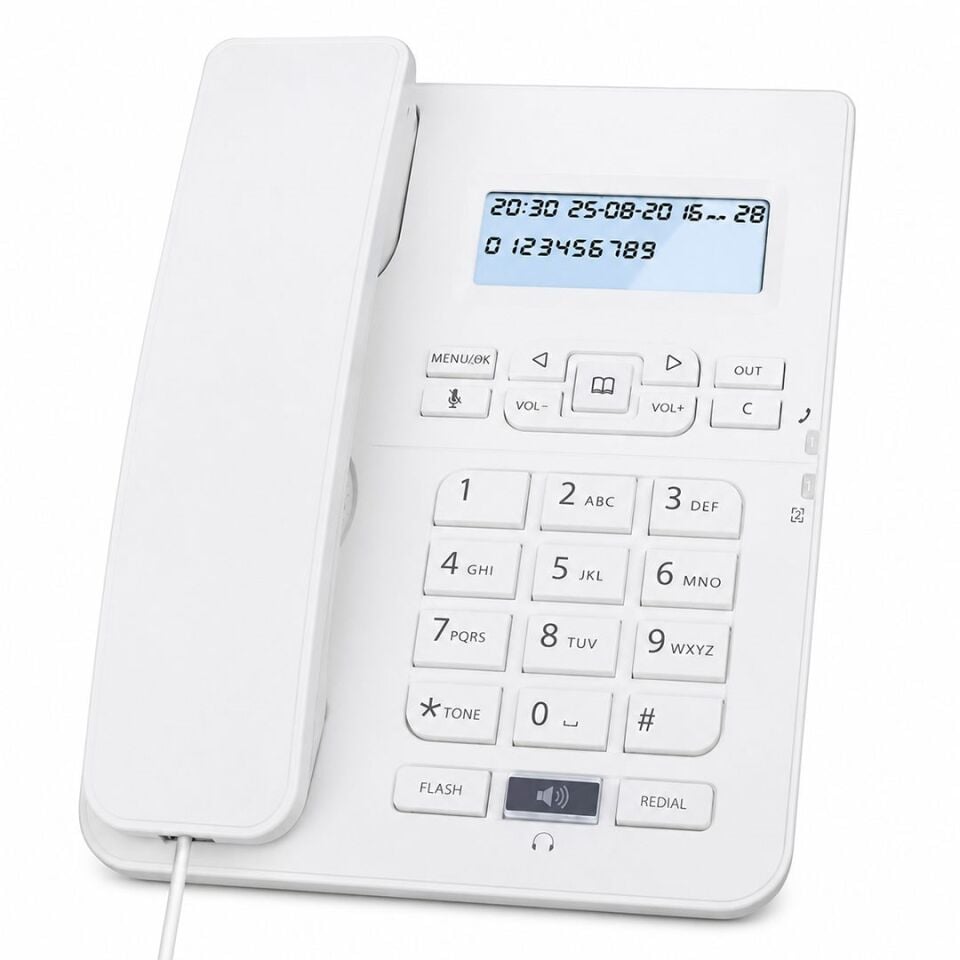 Karel TM-145 Kablolu Ekranlı Krem Masaüstü Telefon