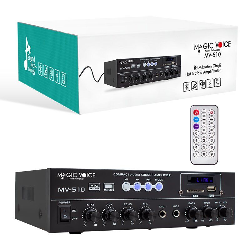 Magicvoice MV-510 50 Watt Usb-Sd-Bluetooth Girişli Hat Trafolu Anfi