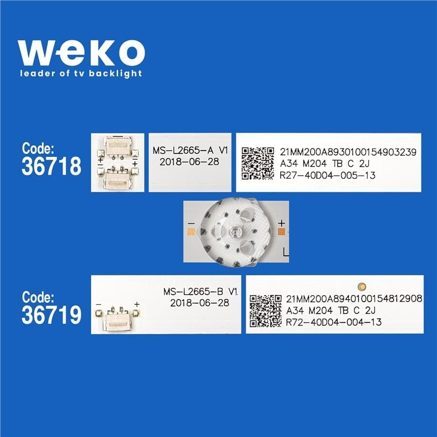 Wkset-5895 36718X1 36719X2 Ms-L2665-A V1 Ms-L2665-B V1 3 Adet Led Bar (Çift Soket)