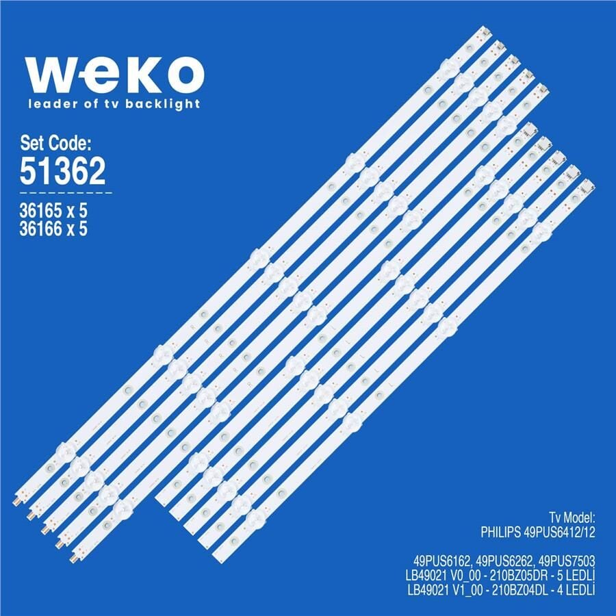Wkset-6362 36165X5 36166X5 Lb49021 V1_00  Birleştirilmiş Led Kodu 5 Adet Led Bar