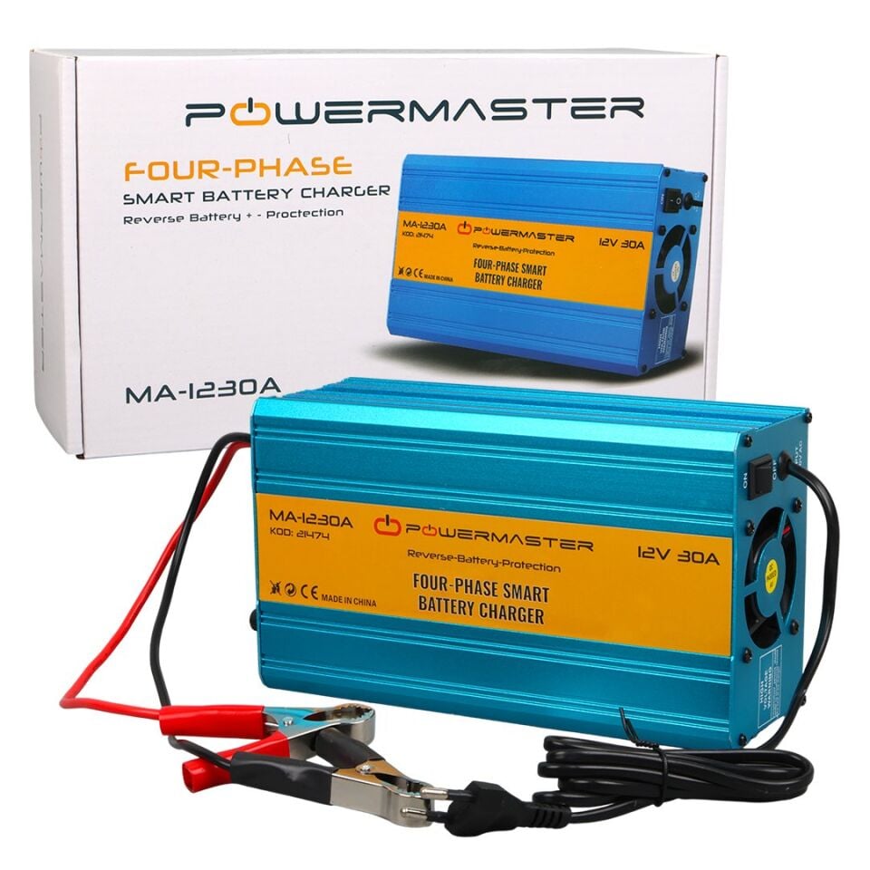 Powermaster MA-1230A 12 Volt 30 Amper Akıllı Akü Şarj Cihazı