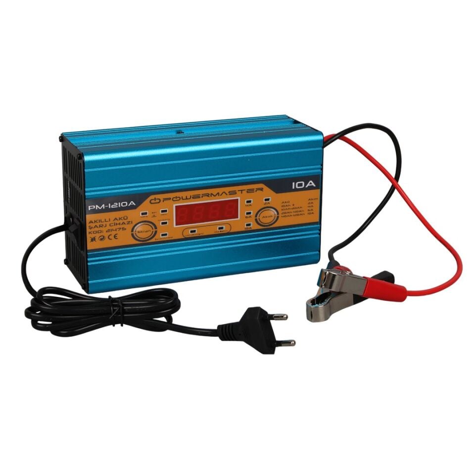 Powermaster DC-1210A 12 Volt Ekranlı Akıllı Akü Şarj Cihazı