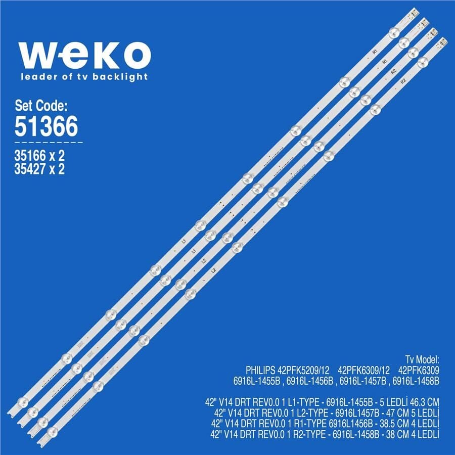Wkset-6366 35166X2 69X2 35427X2 28X242 V14 Drt Rev0.0 1 84,1 Cm Birleştirilmiş Led Kodu 4 Adet Led Bar