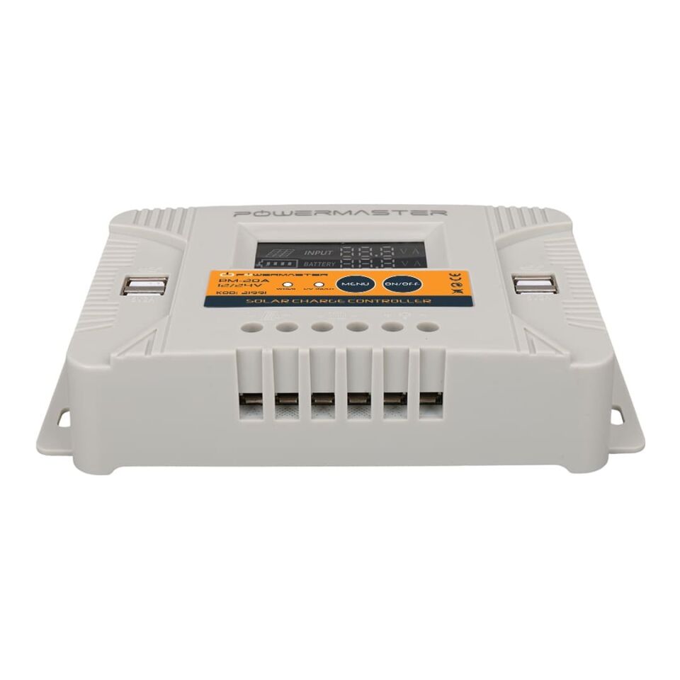 Powermaster PM-20A 12V-24V 20A 4 Usb'li Dijital Otomatik Solar Şarj Regülatörü