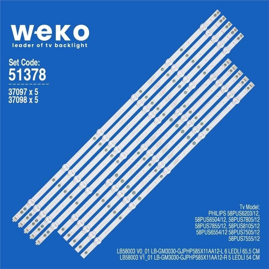 Wkset-6378 37097X5 37098X5 Lb58003 V0_01 Lb58003 V1_01 10 Adet Led Bar