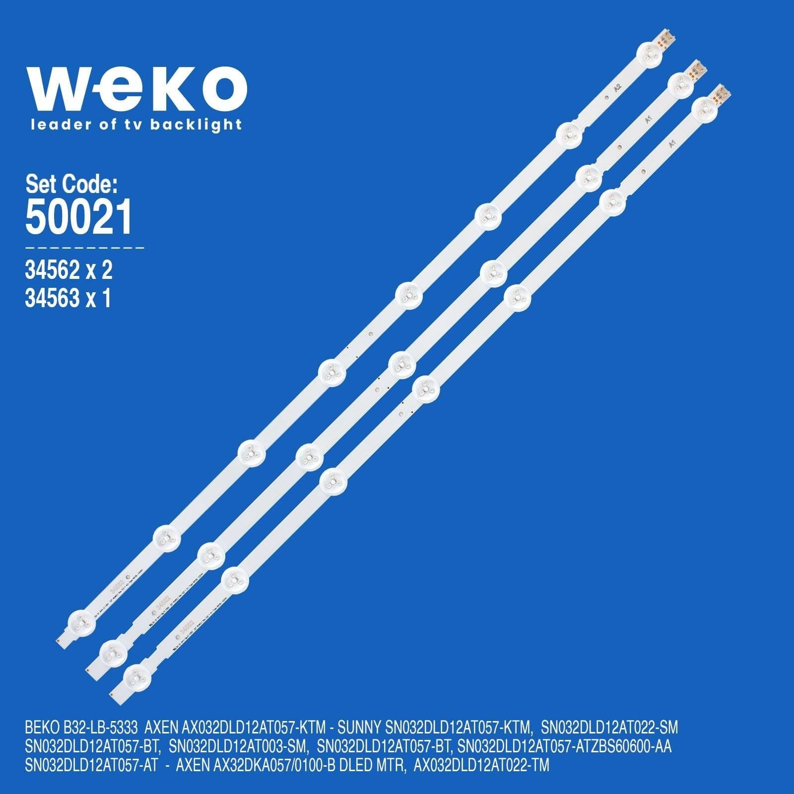 Wkset-5021 34562X2 34563X1 32 Row2.1 Rev 0.9 3 Adet Led Bar Alüminyum Tabanlı Weko