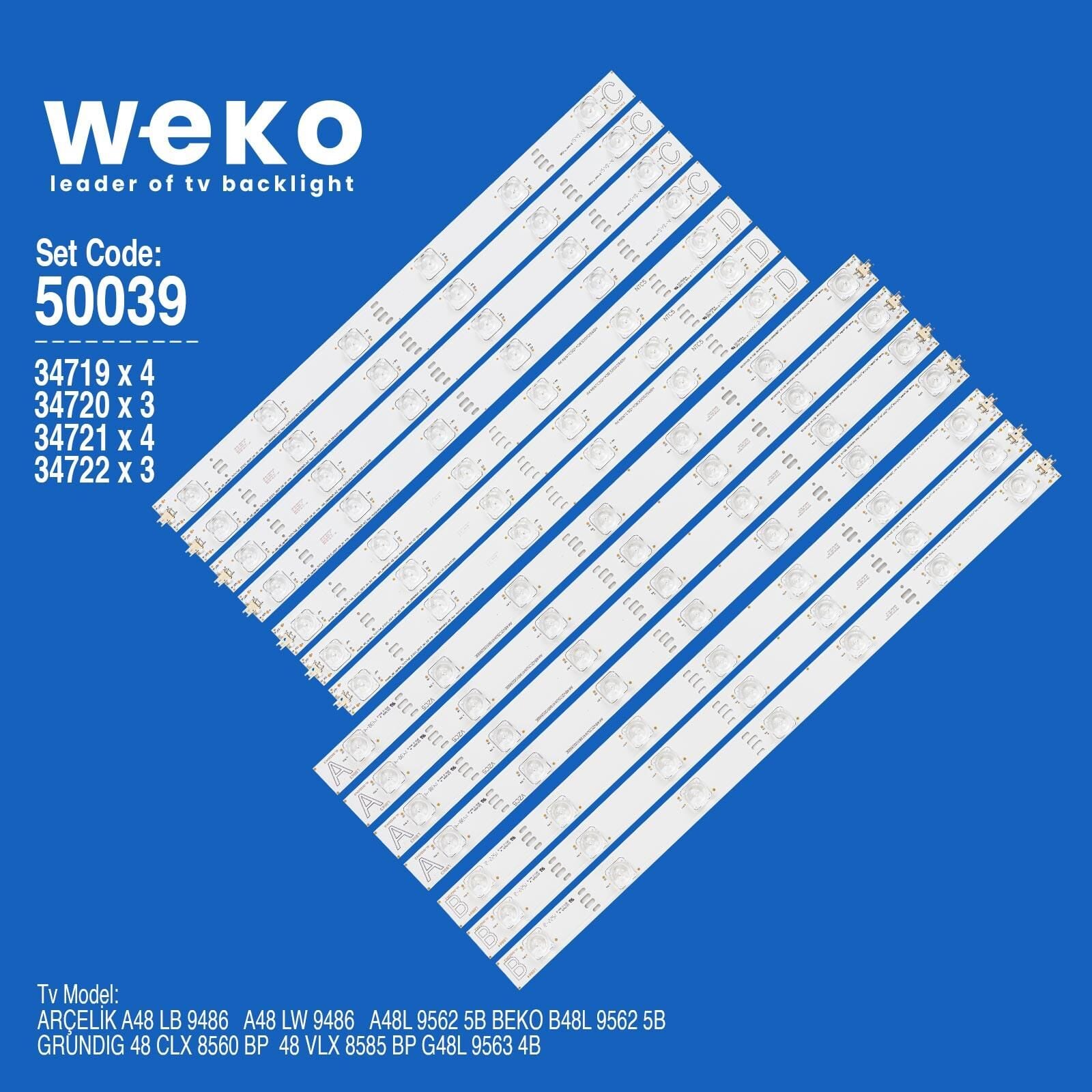 Wkset-5039 34719X4 34720X3 34721X4 34722X3 Arcelik_48_Apollon_7X7+7X6_2121C 14 Adet Led Bar