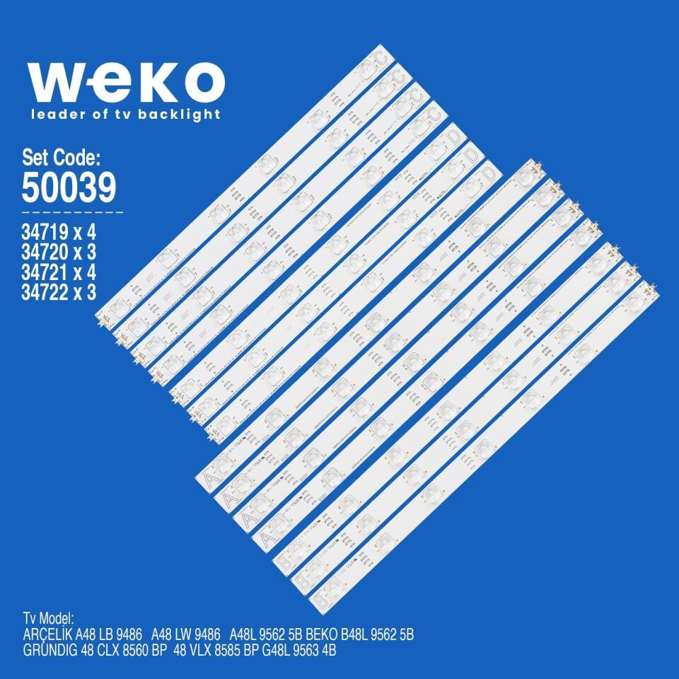 Wkset-5039 34719X4 34720X3 34721X4 34722X3 Arcelik_48_Apollon_7X7+7X6_2121C 14 Adet Led Bar