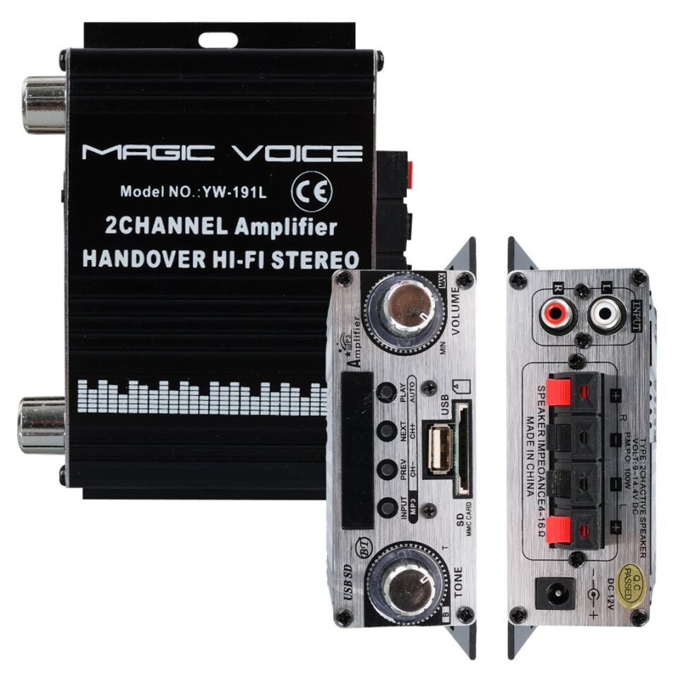 MagicVoice YW-191L 12 Volt 100 Watt Motosiklet Bluetooth Amfi