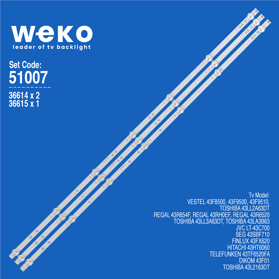 Wkset-6007 36614X2 36615X1 17Dlb43ver13-A/B 3 Adet Led Bar
