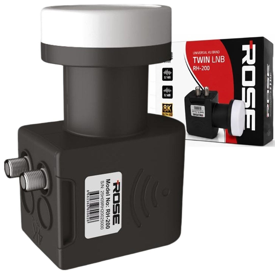 Rose RH 200 Ultra HD 8K Taiwan Çipsetli 0,1 Db Çift Çıkışlı Universal LNB