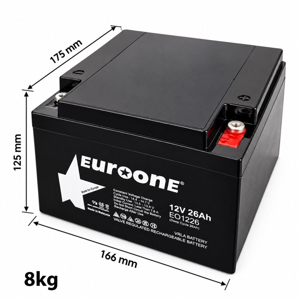 Euroone EO1226 12 Volt 26 Amper Kuru Akü