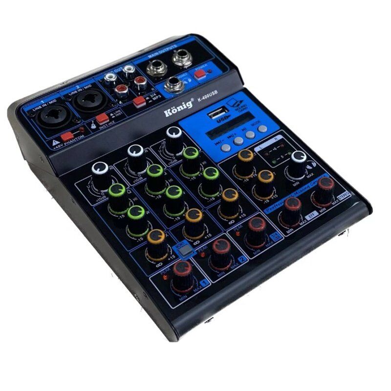 König K-400 USB Bluetooth 4 Kanal 48V Phantom Mixer