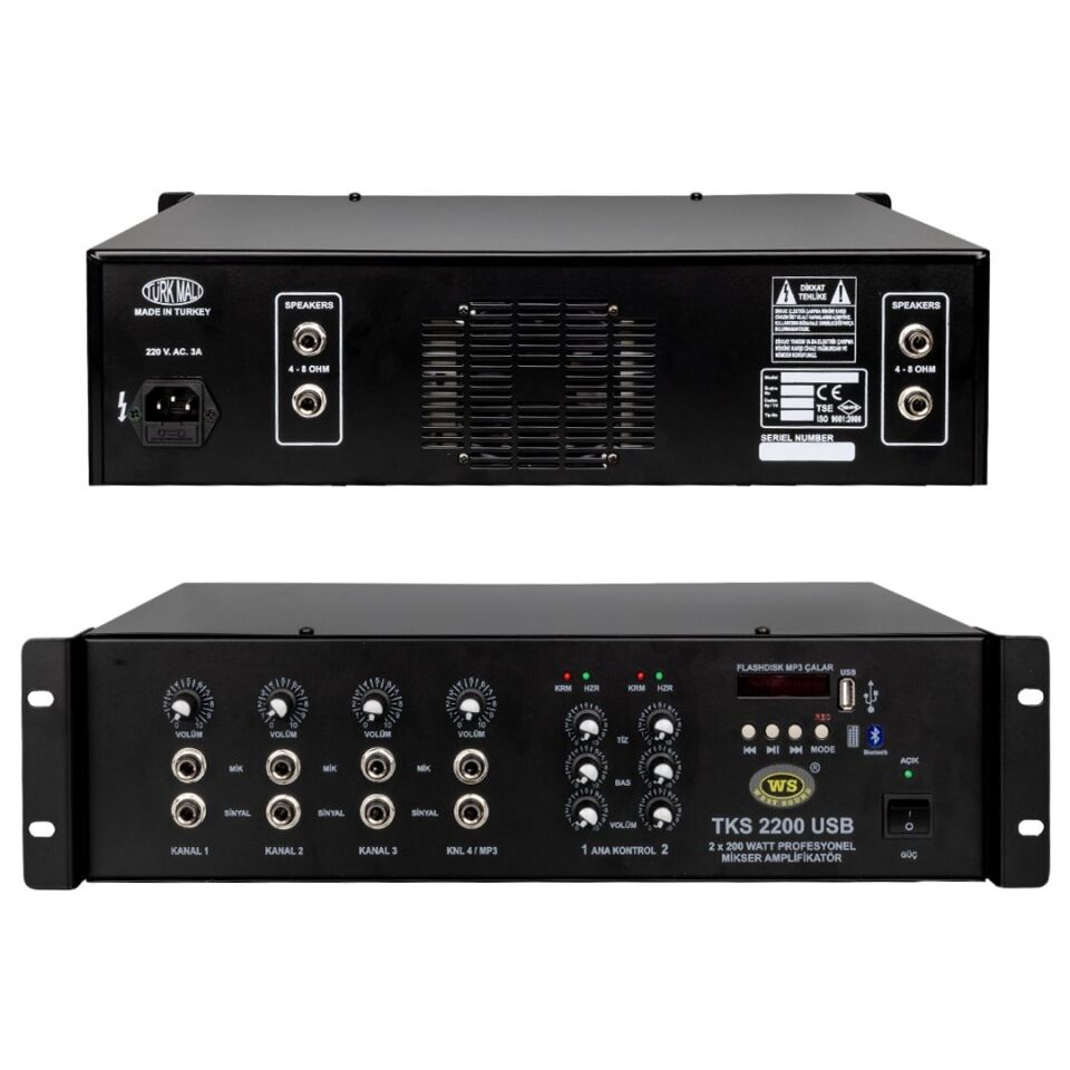Westsound TKS-2200 2X200 Watt 4 Kanal Stereo Mixer Anfi