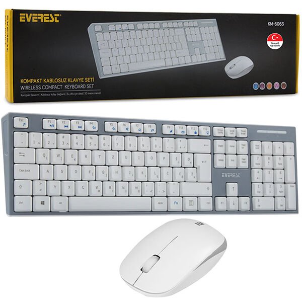 Everest KM-6063 Q Multimedya Kablosuz Klavye + Mouse Set