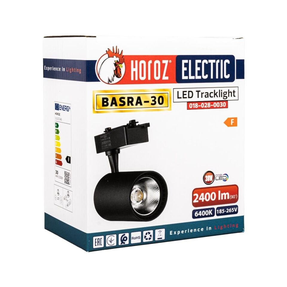 Horoz Basra-30 6400K 30W Raylı Led Spot Armatür