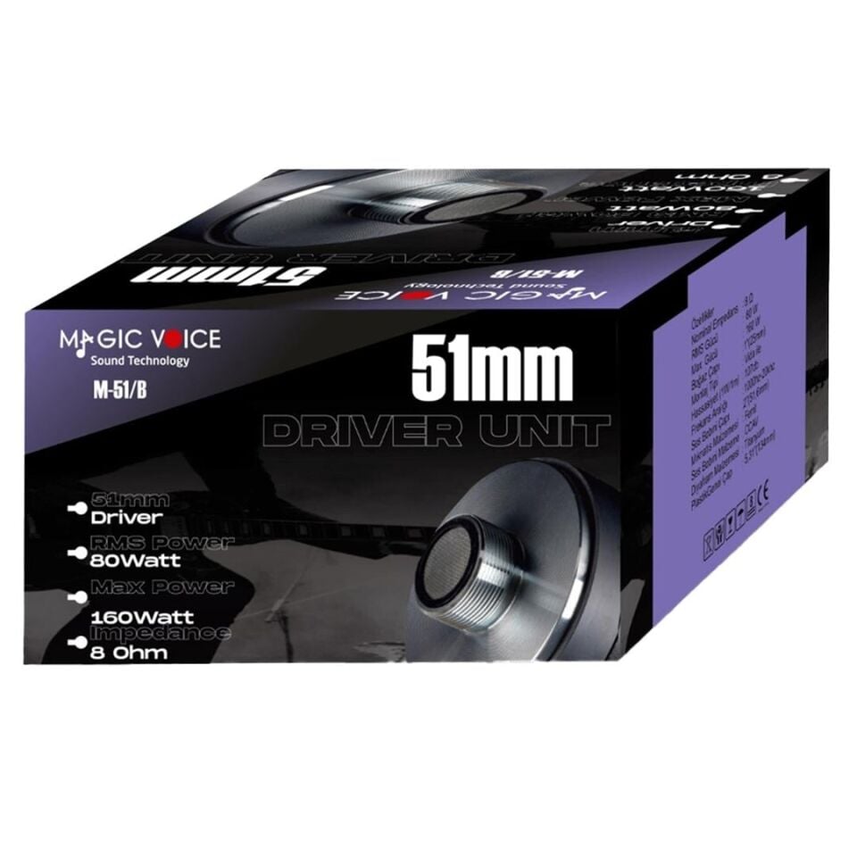 Magicvoice M-51/B 80W RMS 8 Ohm 51Mm Profesyonel Hoparlör Tweeter Driver Ünitesi