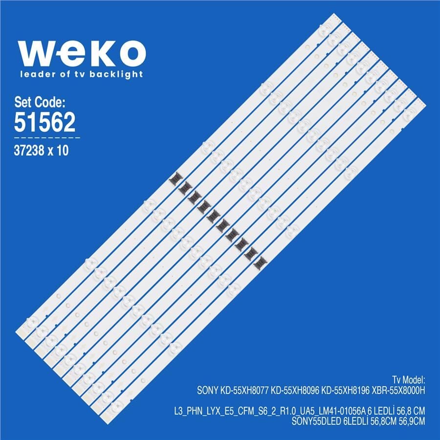 Wkset-6562 37238X10 L3_Phn_Lyx_E5_Cfm_S6_2_R1.0_Ua5_Lm41-01056A 10 Adet Led Bar