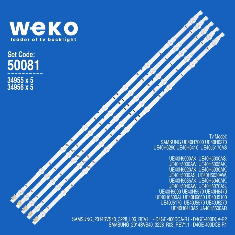 Wkset-5081 34955X5 34956X5 D4ge-400D 5 Adet Led Bar