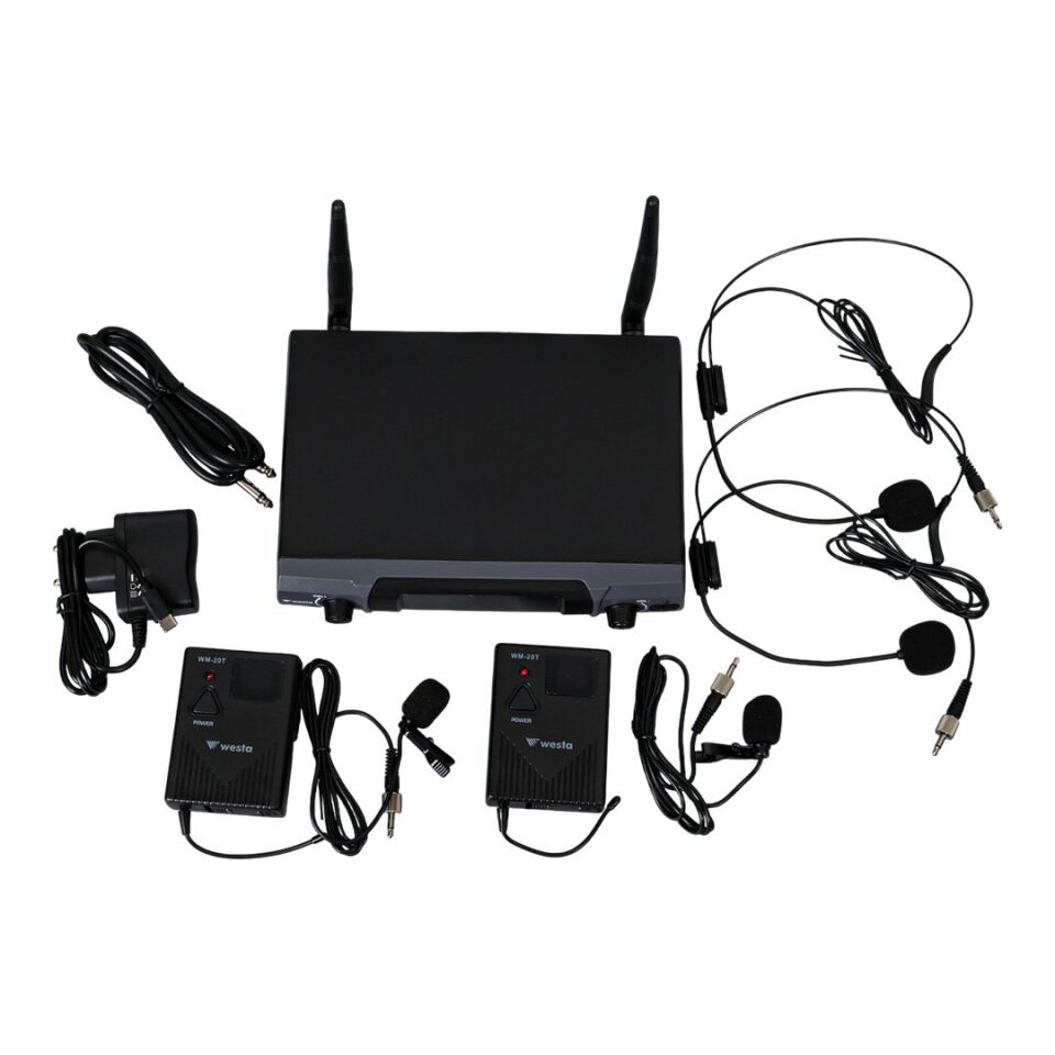 Westa WM-202T 1 Alıcı + 2 Yaka Kablosuz Uhf Mikrofon Seti