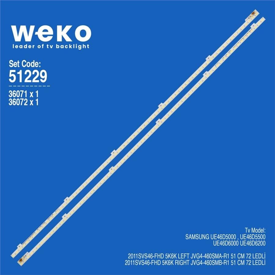 Wkset-6229 36071X1 36072X1 2011Svs46-Fhd 5K6K Left/Rıght 2 Adet Led Bar (72Led)
