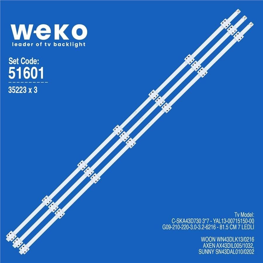 Wkset-6601 35223X3 E-Ska43d730 3*7 - Yal13-00715150-00-G08-210-220-3.2-3.4 3 Adet Led Bar (50675 İle Uyumlu)