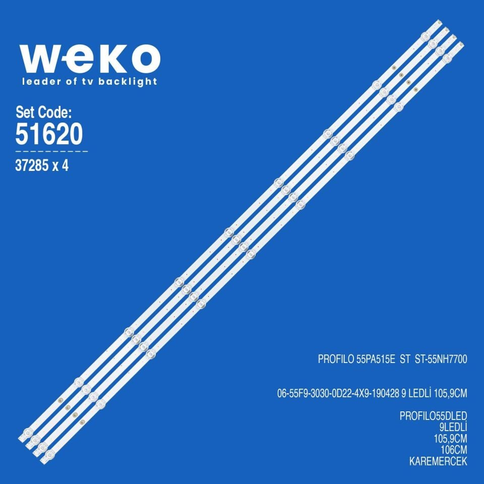 Wkset-6620 37285X4 06-55F9-3030-0022-4X9-190428 4 Adet Led Bar