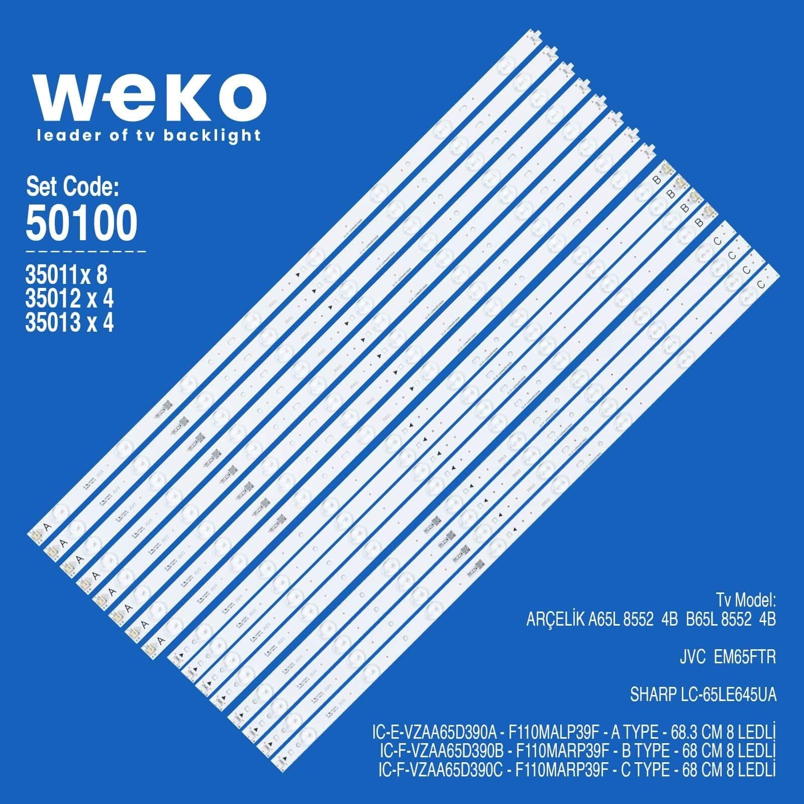 Wkset-5100 35011X8 35012X4 35013X4 Ic-E-Vzaa65d 16 Adet Led Bar