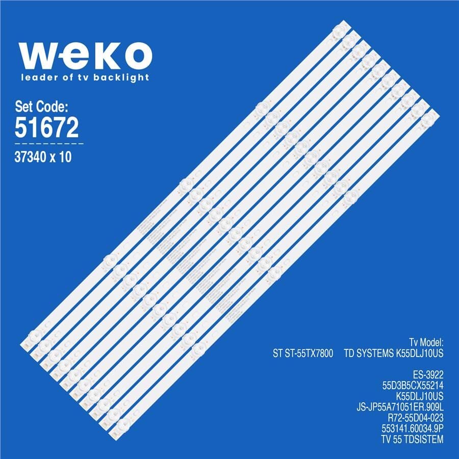 Wkset-6672 37340X10 Js-Jp55a71051er.909L 10 Adet Led Bar 3V
