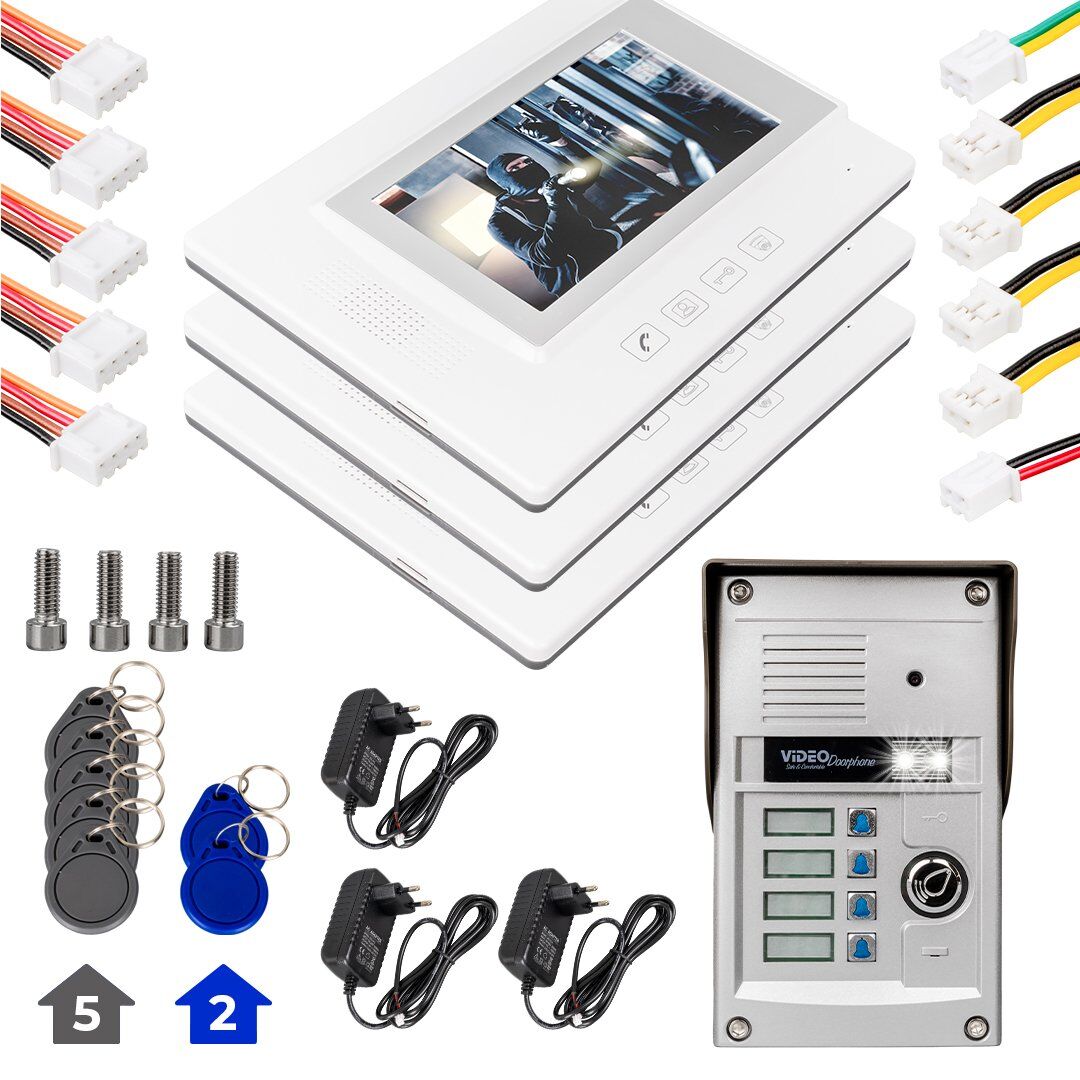 PowerMaster 37T4 3 Daire 7'' Görüntülü Diafon Kapı Zili