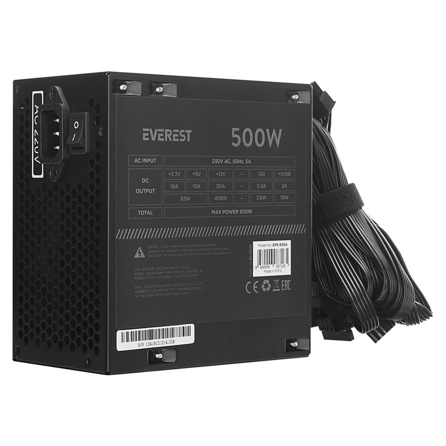 Everest Eps-500A Real 500W Oyuncu Pc Destekli Power Supply