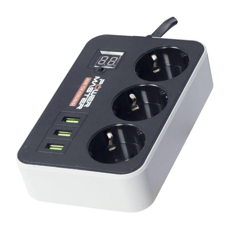 Powermaster 3 Usb Çıkışlı Dijital Ekranlı Akım Korumalı Priz