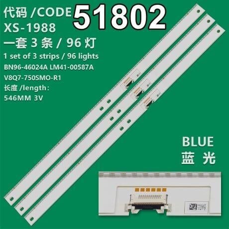 Wkset-6802 37466X3 V8Q7-750Sm0-R1 Lm41-00587A 3 Adet Led Bar (96Led)