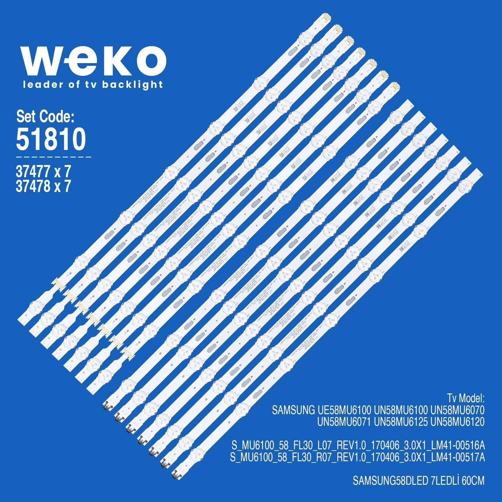 Wkset-6810 37477X7 37478X7 V7du-580Dca/B  14 Adet Led Bar