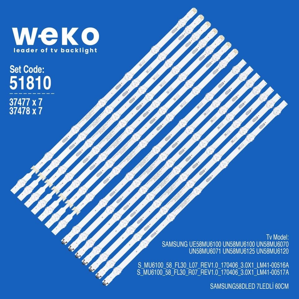 Wkset-6810 37477X7 37478X7 V7du-580Dca/B  14 Adet Led Bar