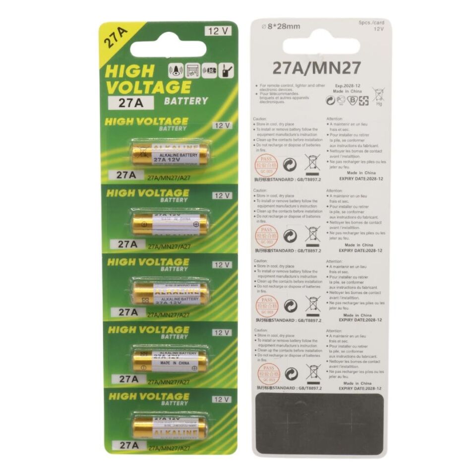 Powermaster MN27A 12 Volt 27A İnce Alarm Pili