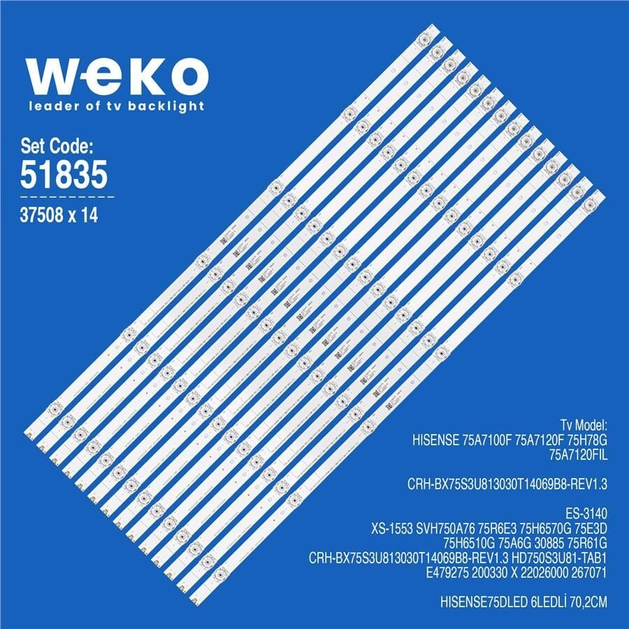 Wkset-6835 37508X14 Crh-Bx75s3u813030t14069b8-Rev1.3 14 Adet Led Bar