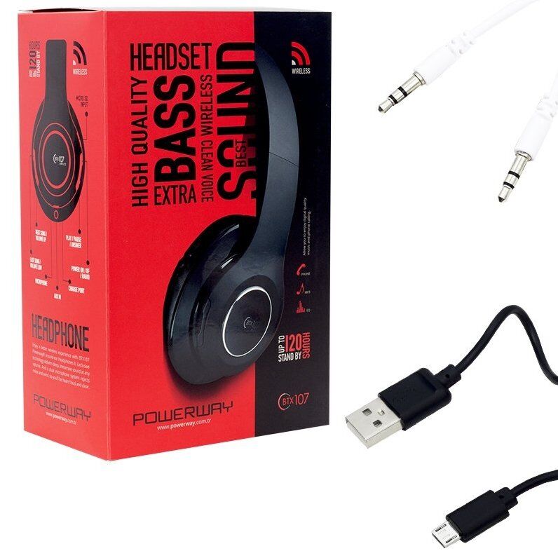 Powerway BTX-107 Aux Girişli Kulak Üstü Bluetooth Kulaklık