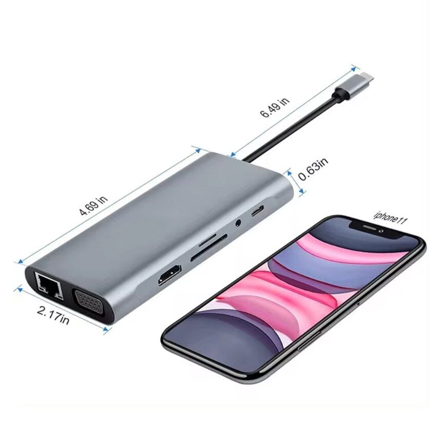 PowerMaster PM-19259 Type-C to HDMI 10in1 Çok Fonksiyonlu Çevirici Adaptör